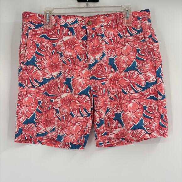 Vineyard Vines Mens Sz33 Pink Blue Floral Pattern 100% Cotton Shorts - Picture 4 of 5